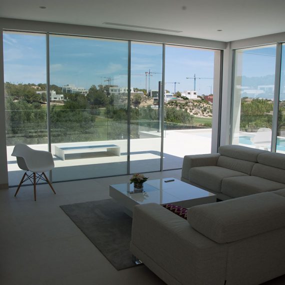 View of the golf court from inside the living room